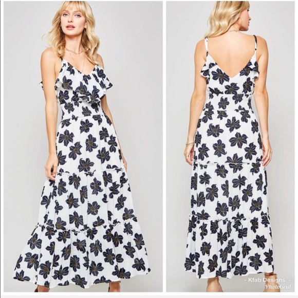 ❤️LAST 1! Ivory Ruffle Floral Print Maxi Dress! - Picture 8 of 8